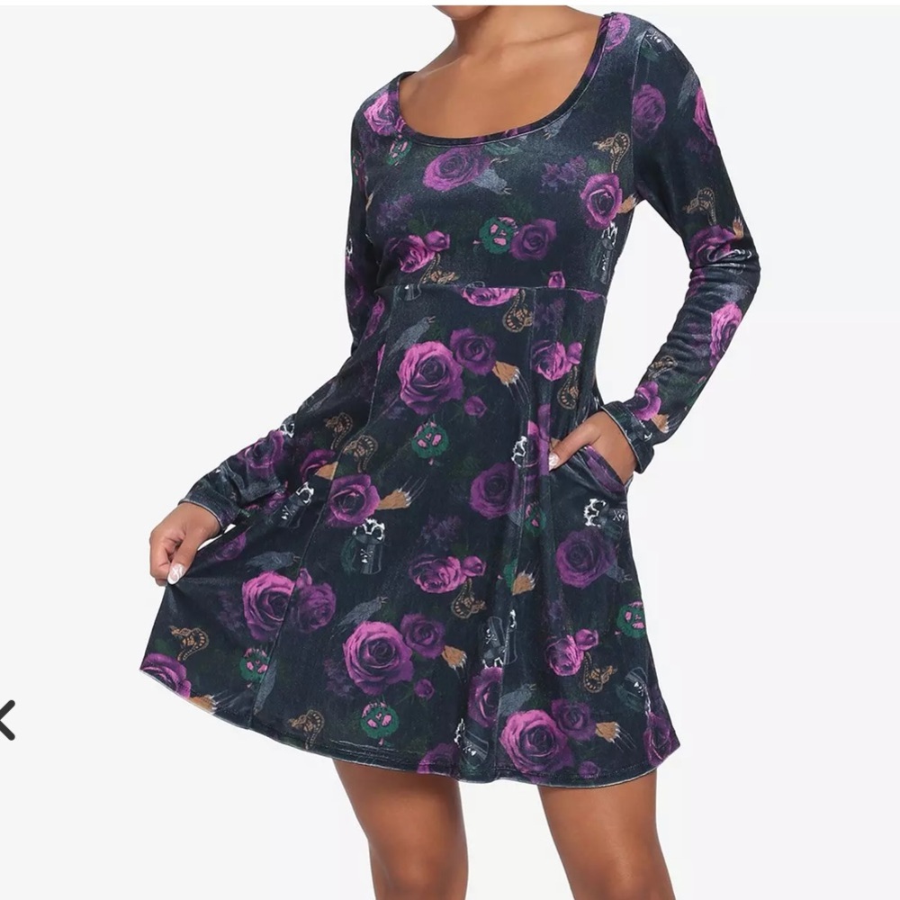 Disney Villains Floral Icon Velvet Dress